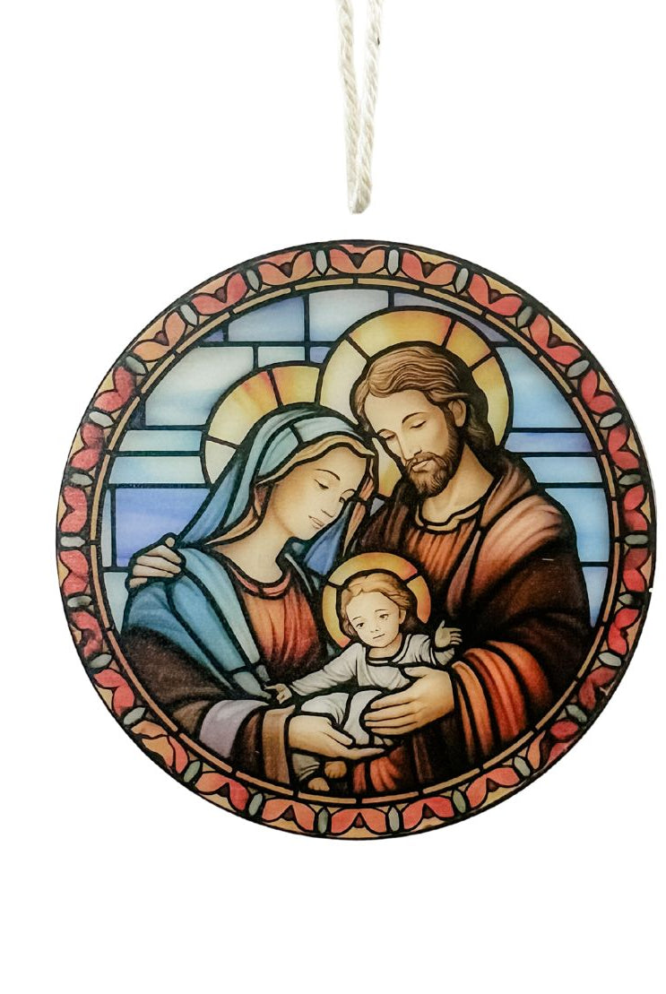 Stained Glass-Inspired Round Christmas Ornament