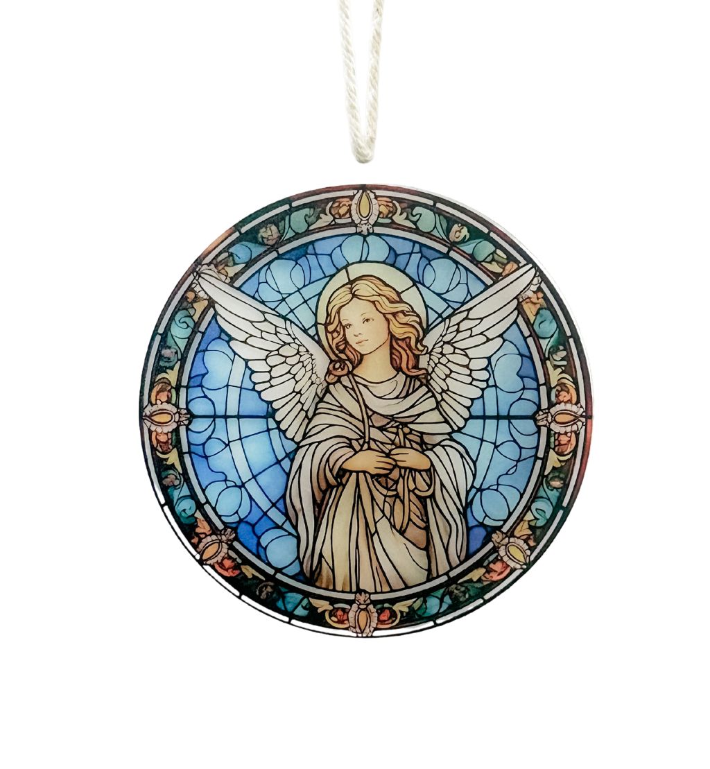 Stained Glass-Inspired Round Christmas Ornament