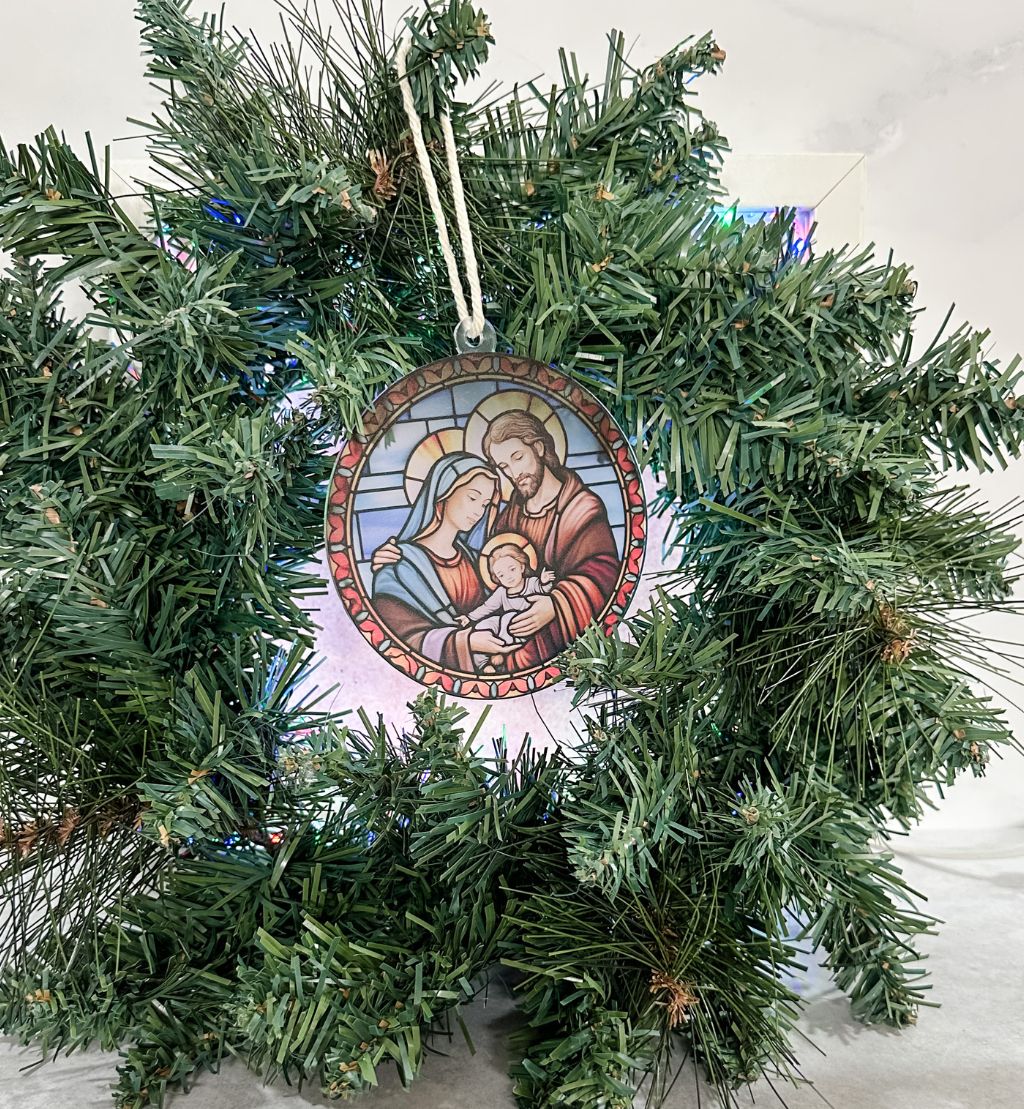 Stained Glass-Inspired Round Christmas Ornament