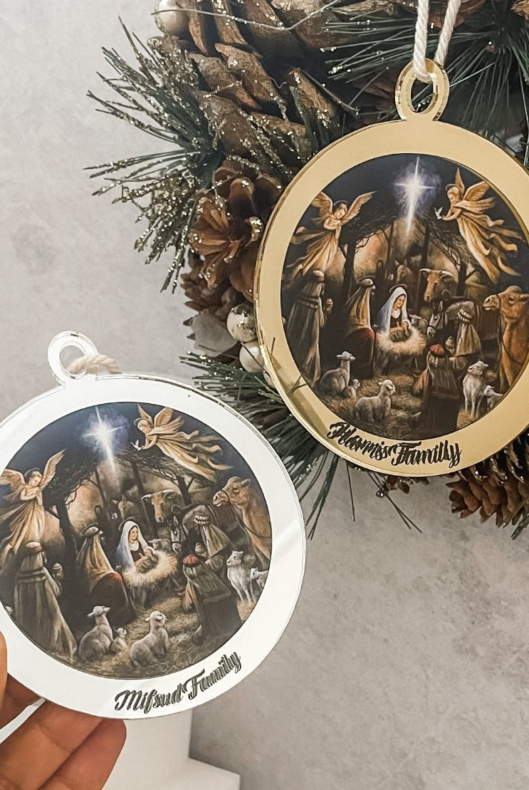 Personalised Nativity Scene Christmas Ornament