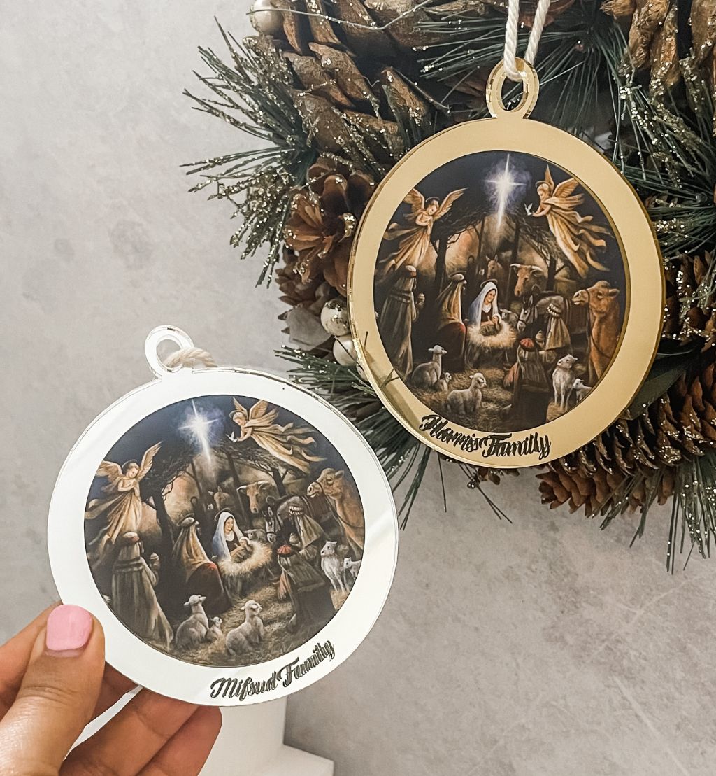 Personalised Nativity Scene Christmas Ornament