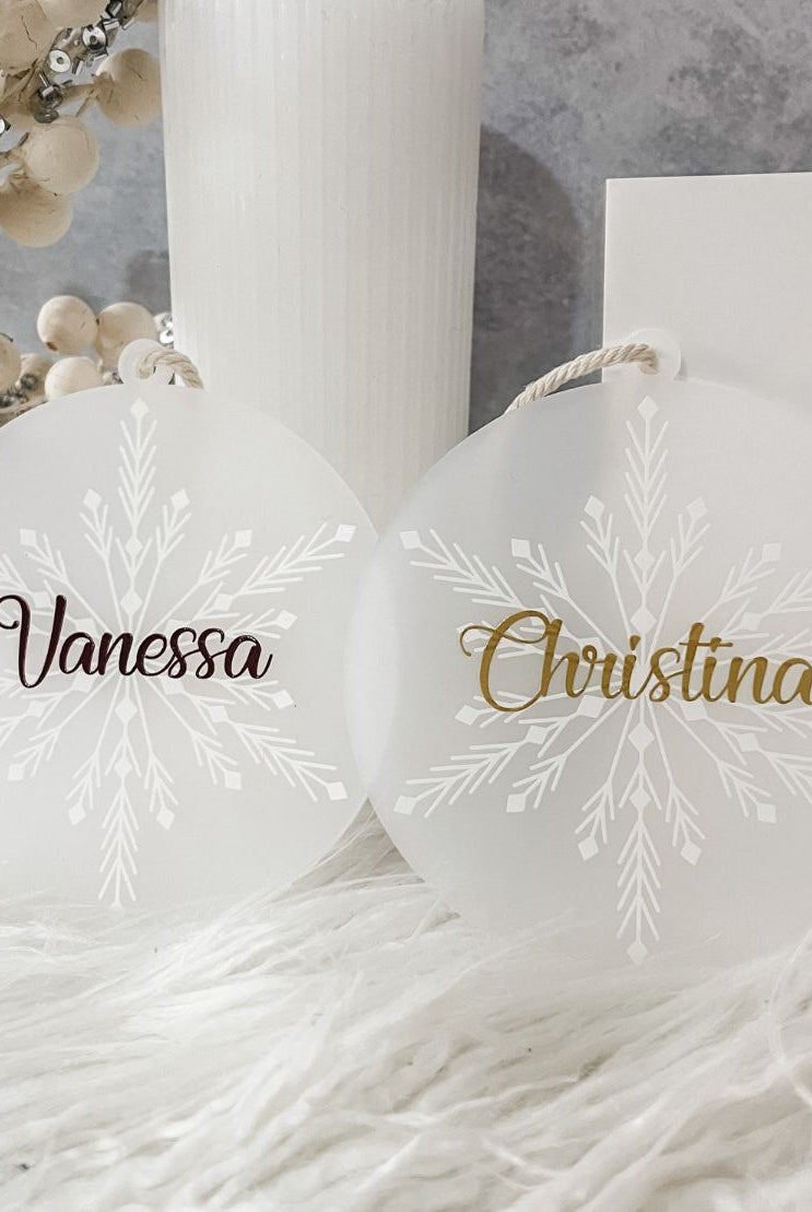Personalised Frosted Print Snowflake Ornament