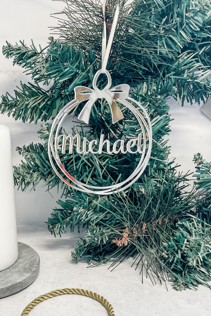 Peronalised Ribbon Bauble Ornament