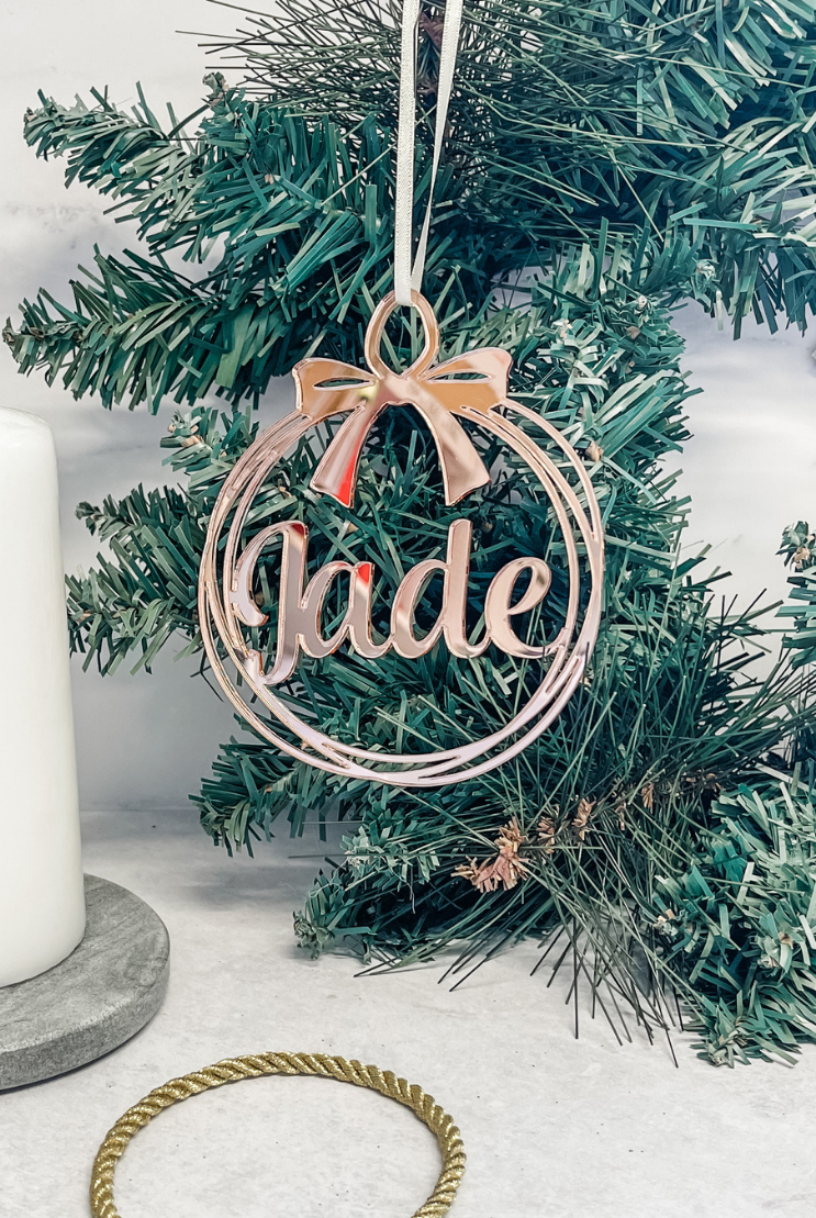 Peronalised Ribbon Bauble Ornament
