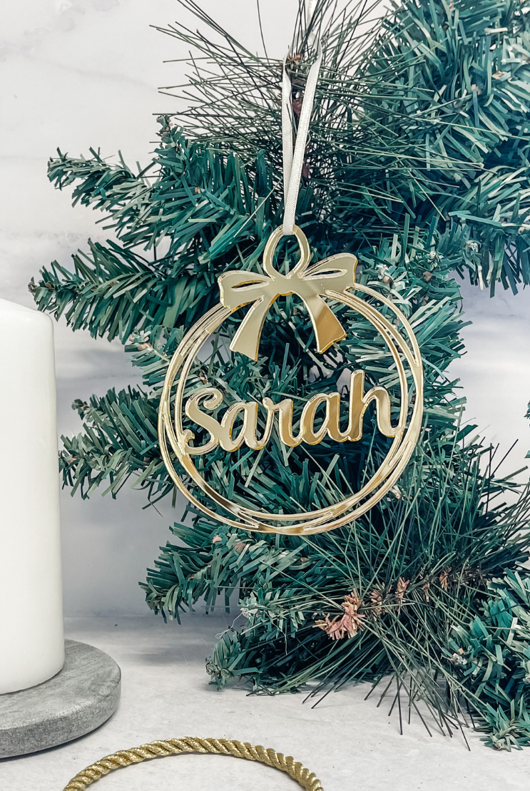 Peronalised Ribbon Bauble Ornament