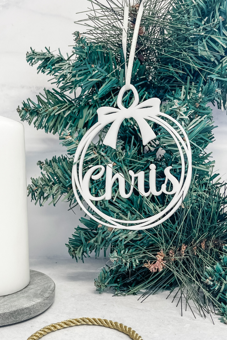 Peronalised Ribbon Bauble Ornament