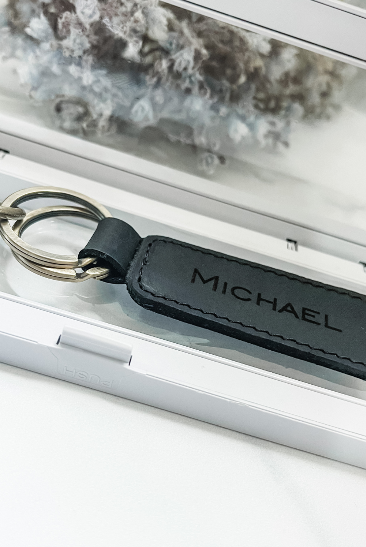 Personalised Retro Leather Keyring