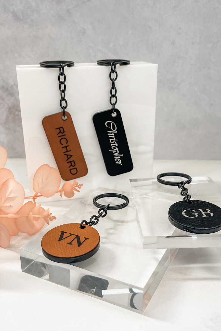 PERSONALISED LEATHER KEYRINGS