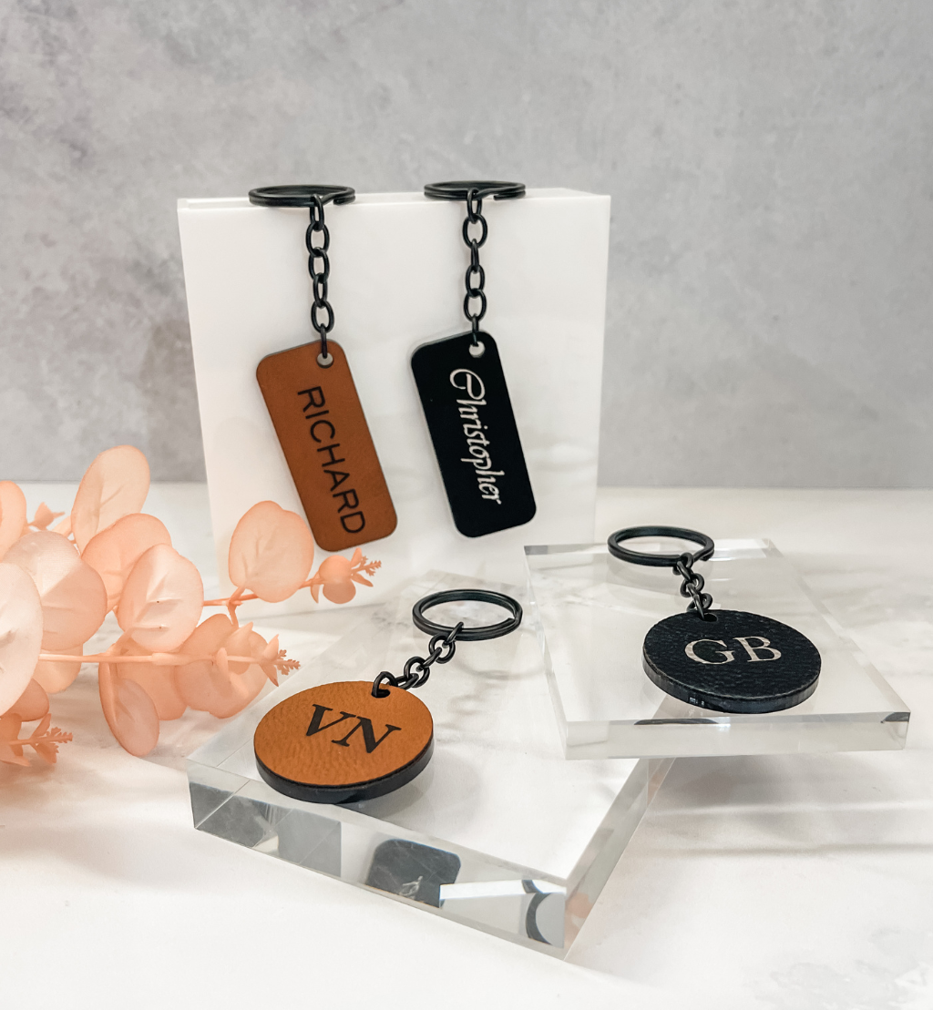 PERSONALISED LEATHER KEYRINGS