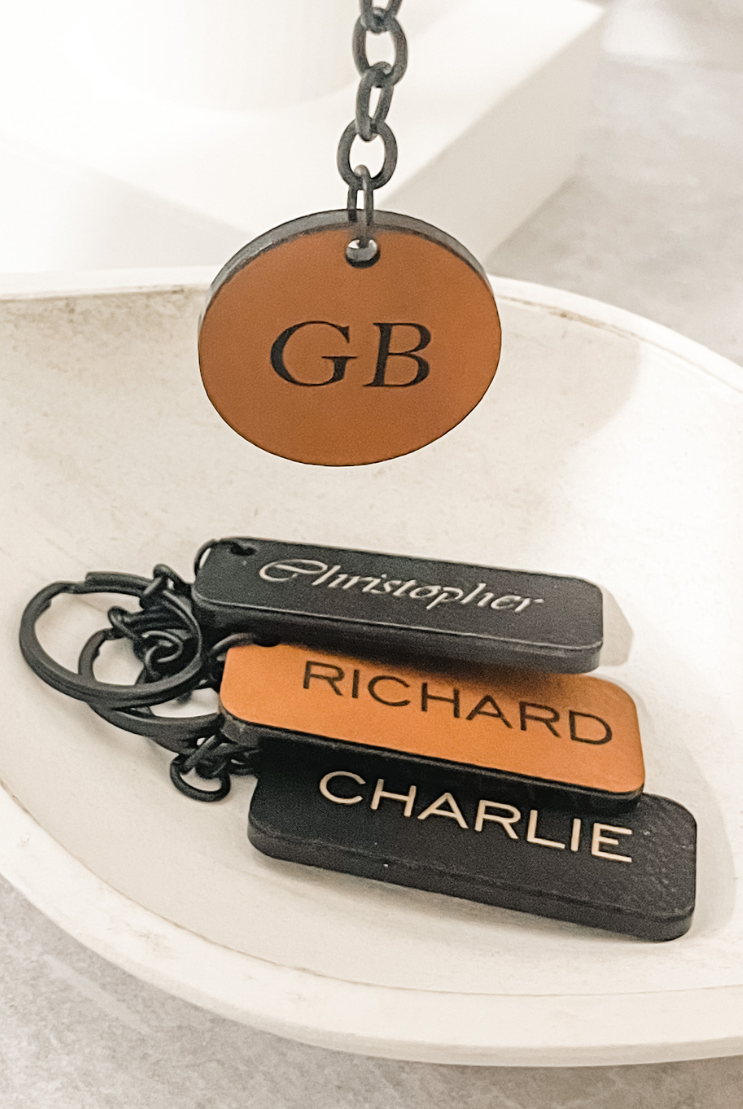 PERSONALISED LEATHER KEYRINGS