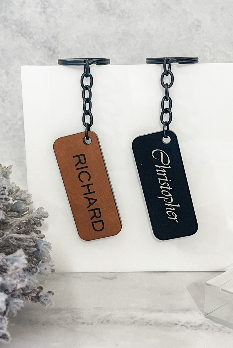 PERSONALISED LEATHER KEYRINGS