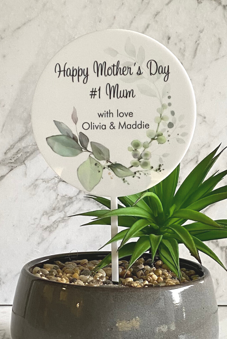 Motherโs Day Printed Acrylic Planter Sticks