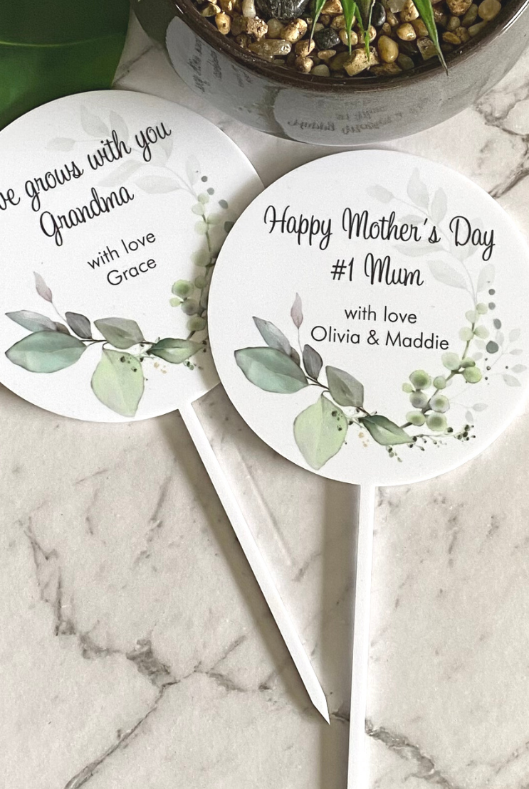 Motherโs Day Printed Acrylic Planter Sticks