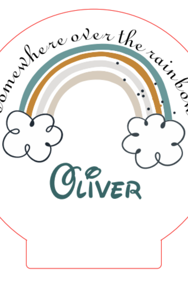 Personalised Printed Warm White LED Round Timber Base Light