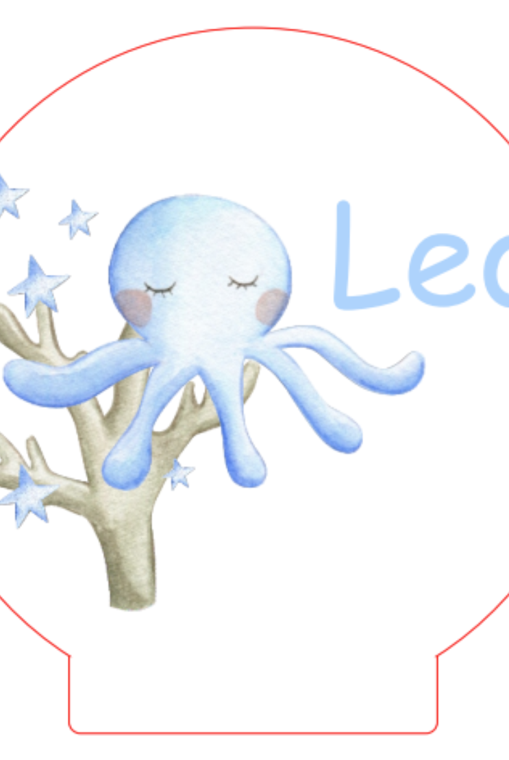 Personalised Printed Warm White LED Round Timber Base Light