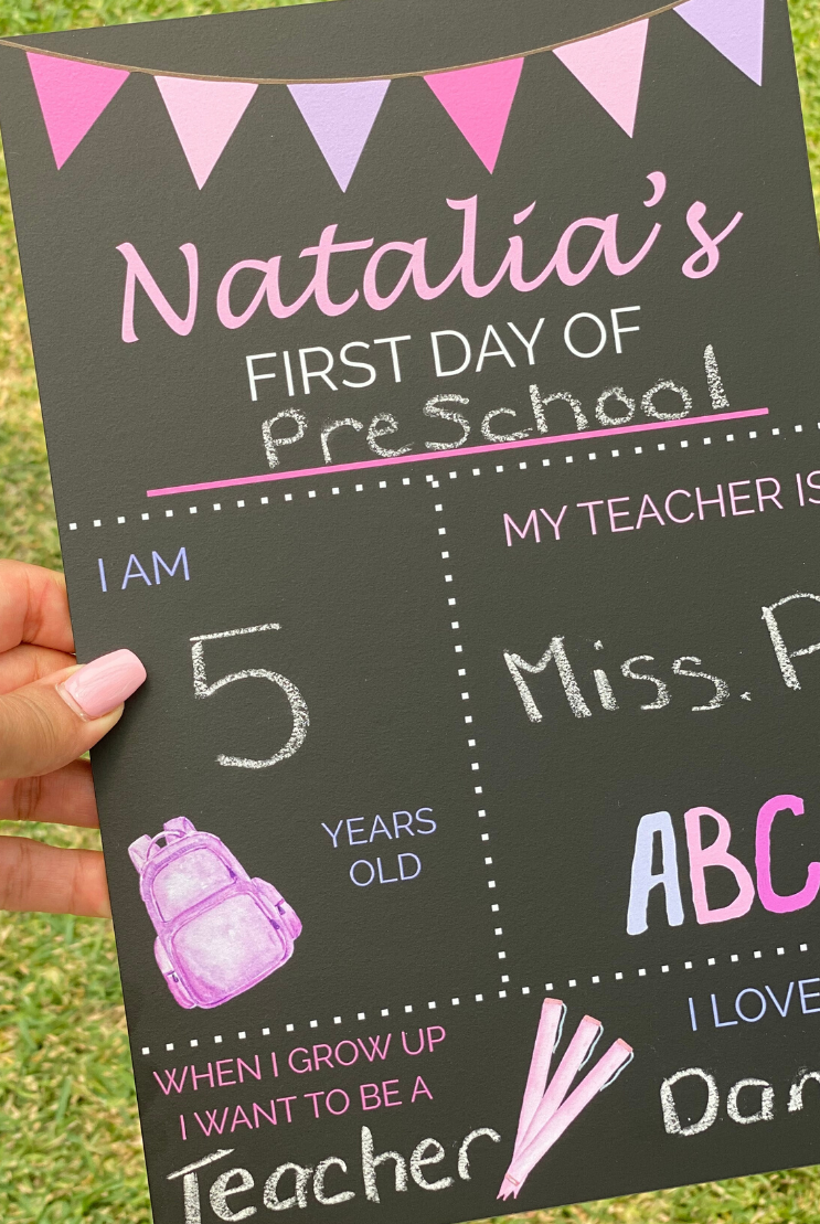 Personalised First Day Chalkboard