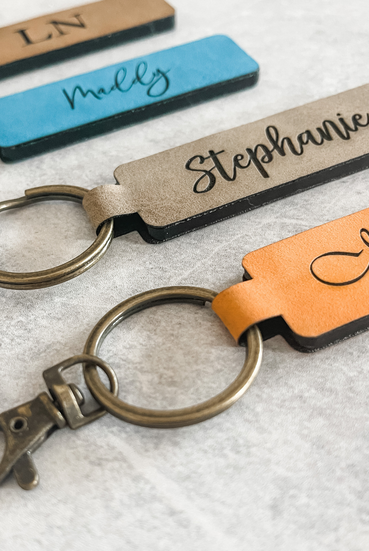 Personalised Leatherette Keyring Keychain