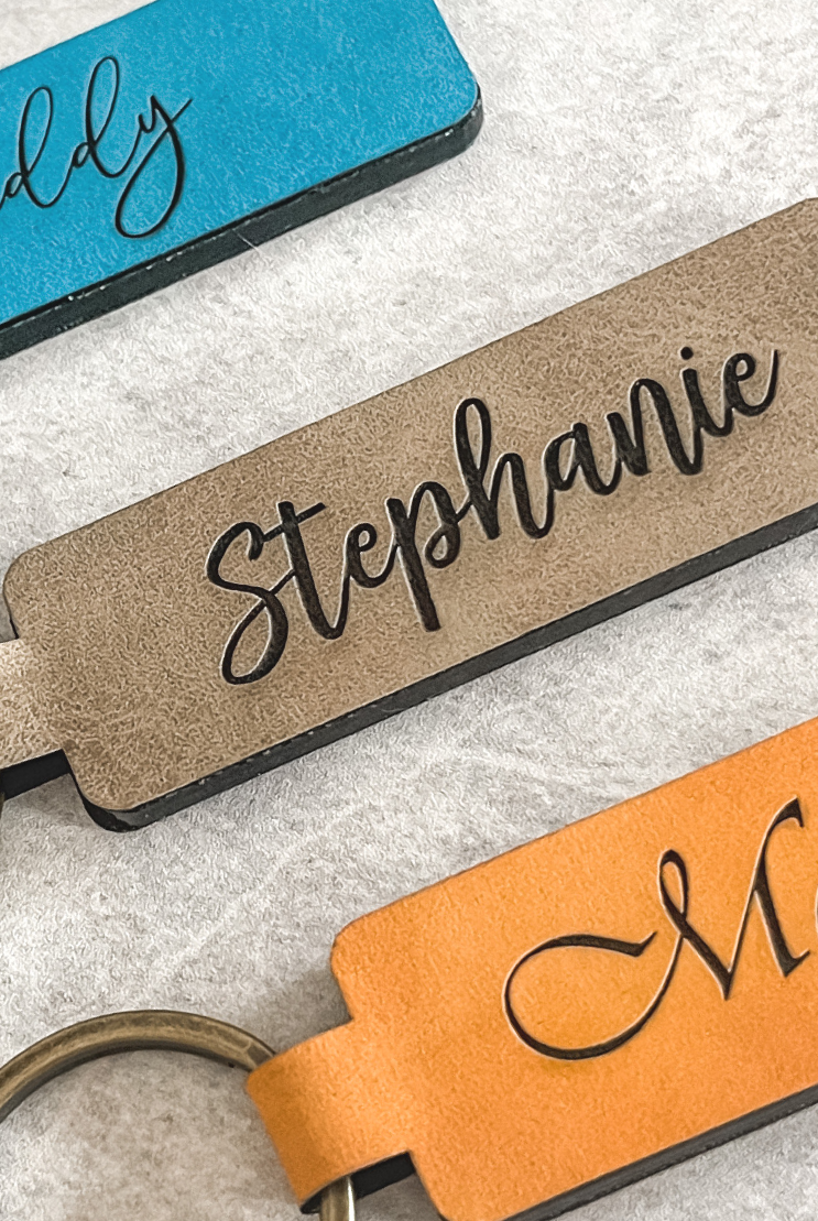 Personalised Leatherette Keyring Keychain
