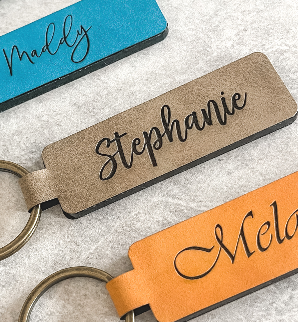 Personalised Leatherette Keyring Keychain
