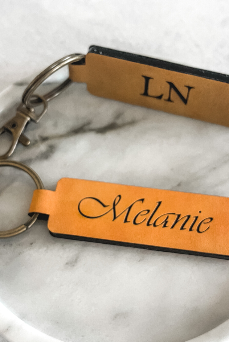 Personalised Leatherette Keyring Keychain