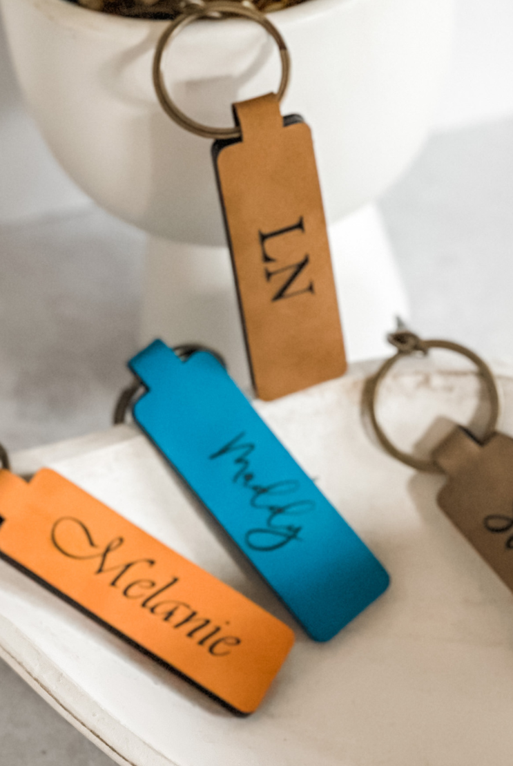 Personalised Leatherette Keyring Keychain