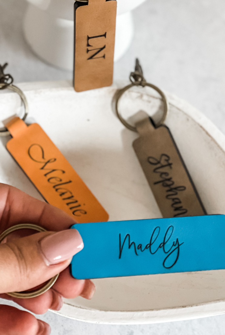 Personalised Leatherette Keyring Keychain
