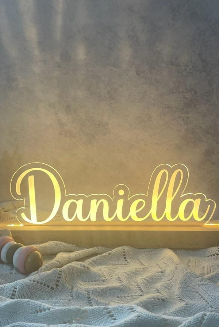 Large Personalised LED Timber Base Night Light