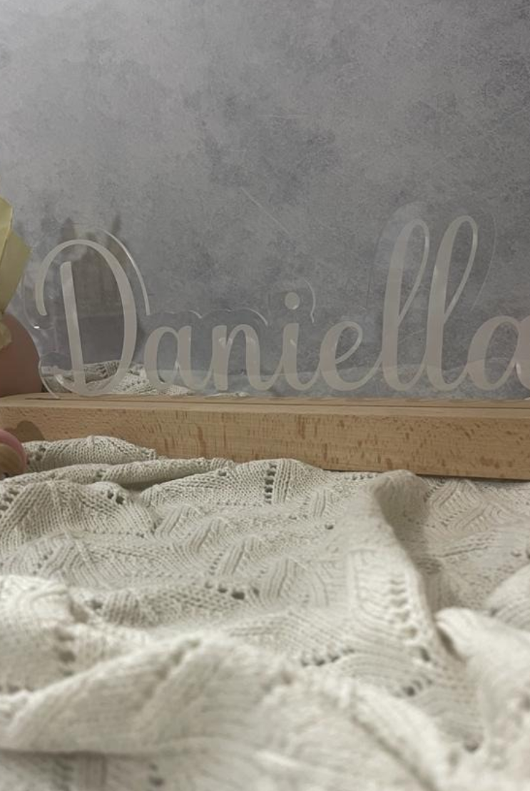 Large Personalised LED Timber Base Night Light