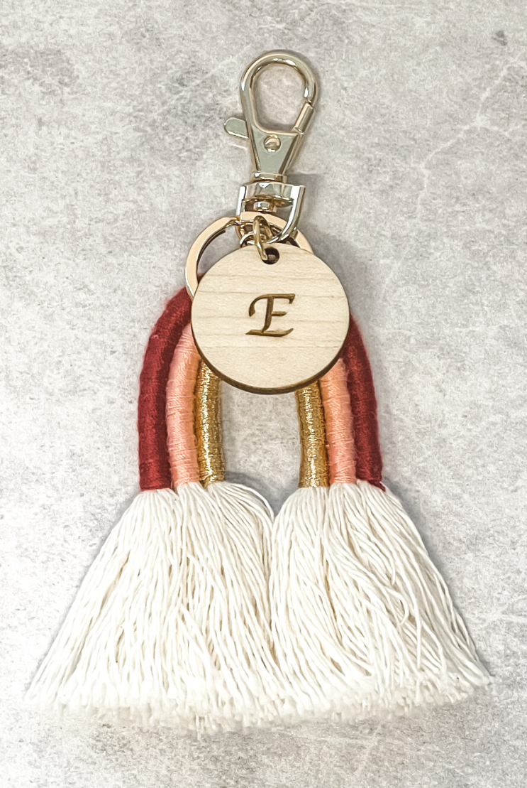 Rainbow Boho Tassel Personalised Keyring