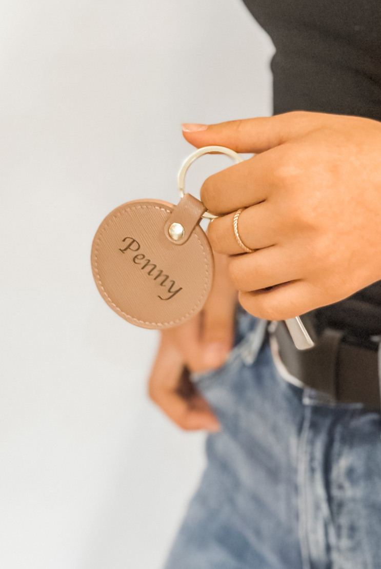 personalised luxury leather keyring keychain key