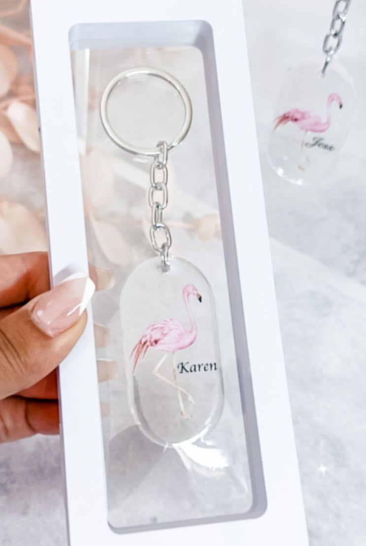 Personalised Flamingo Keyring