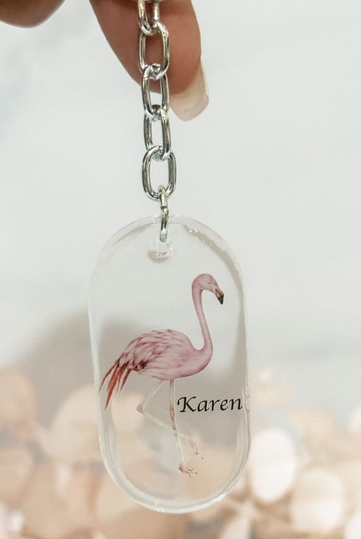 Personalised Flamingo Keyring
