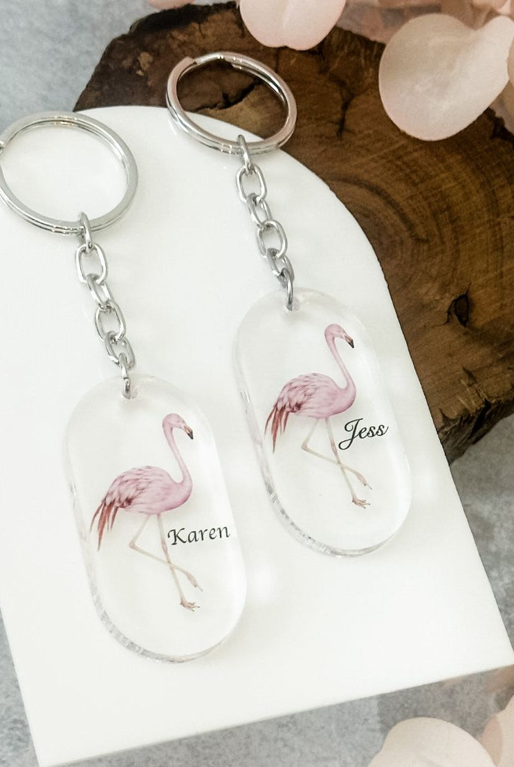 Personalised Flamingo Keyring
