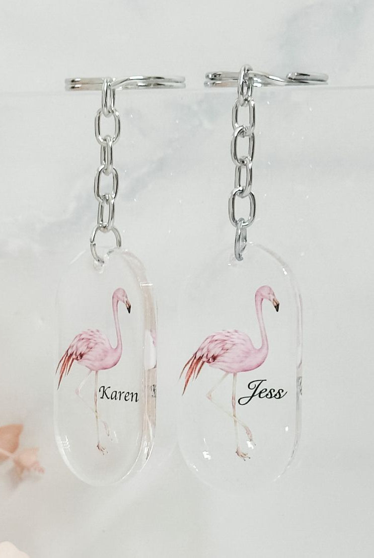 Personalised Flamingo Keyring