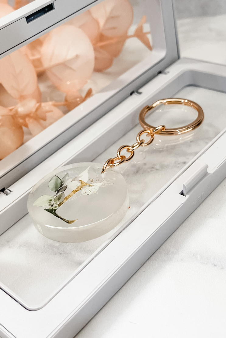 flora and Me initial keyring keychain personalised gift rose gold gold name