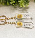 Sunflower initial name keyring keychain personalised gift rose gold gold name