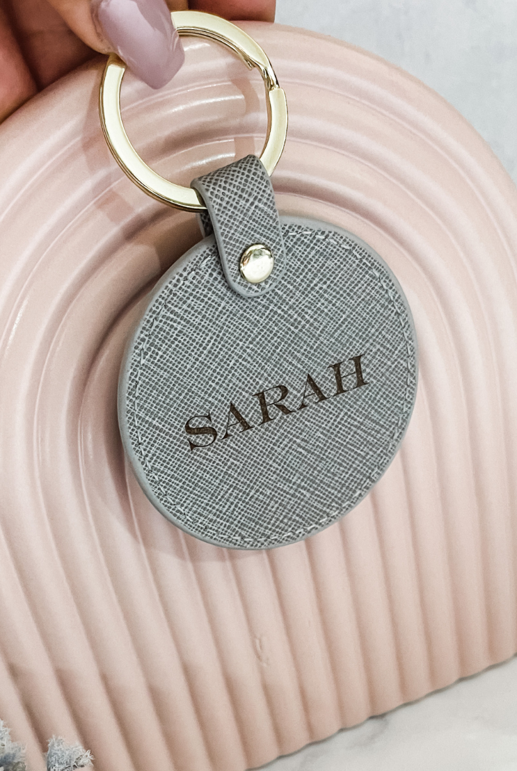 personalised luxury leather keyring keychain key