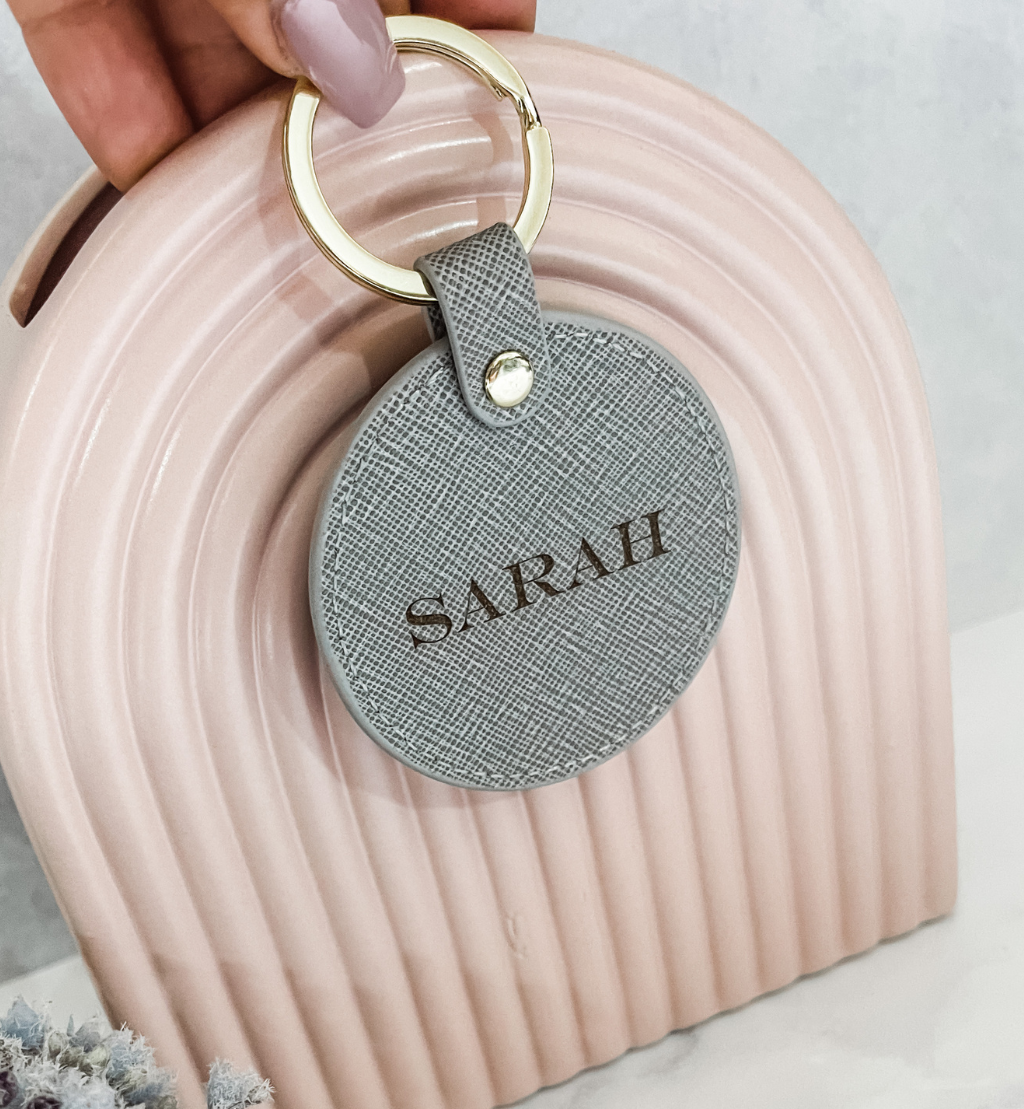 personalised luxury leather keyring keychain key