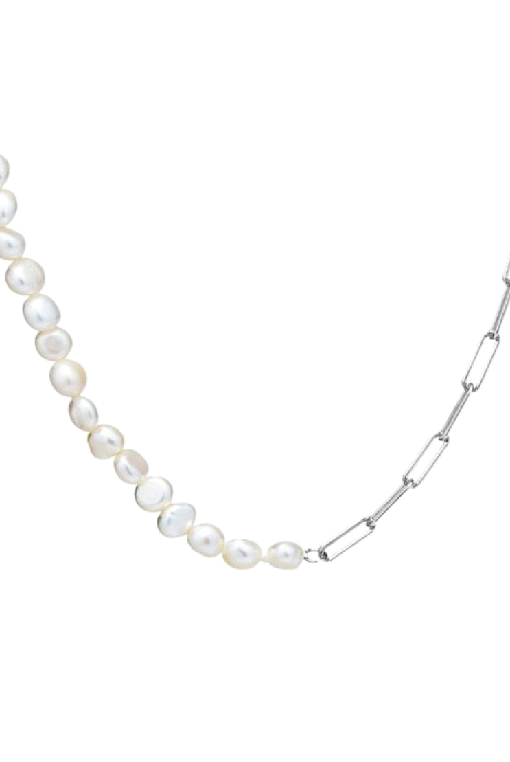 Oblong & Pearl Necklace