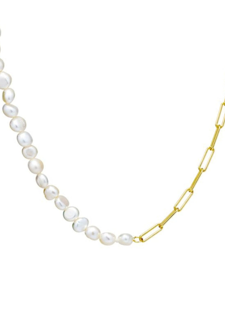 Oblong & Pearl Necklace