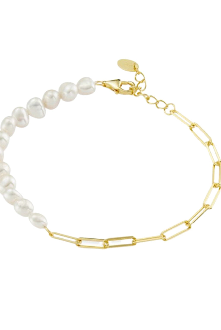 Oblong & Pearl Bracelet