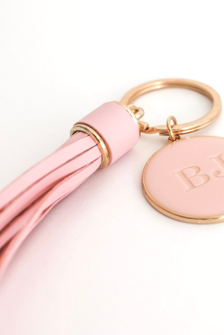 personalised leather tassel keyring keychain