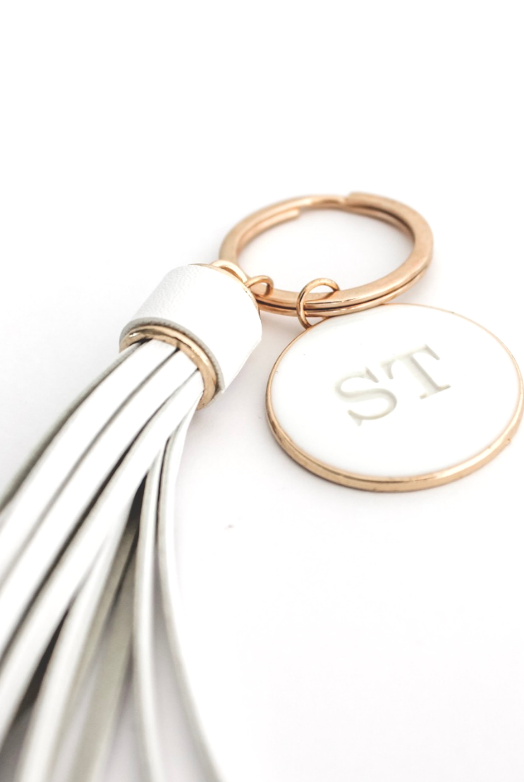 personalised leather tassel keyring keychain
