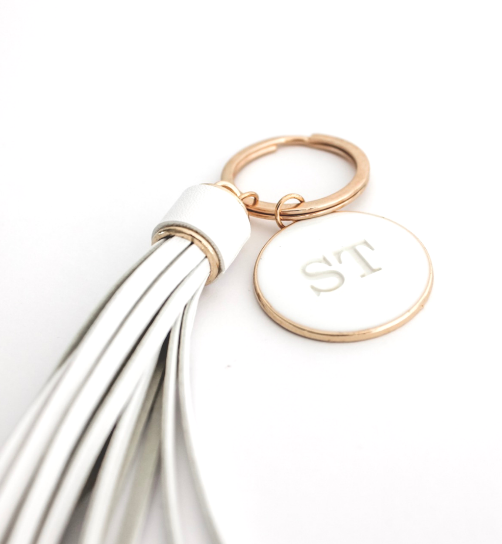 personalised leather tassel keyring keychain