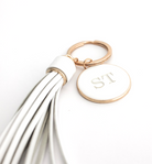 personalised leather tassel keyring keychain