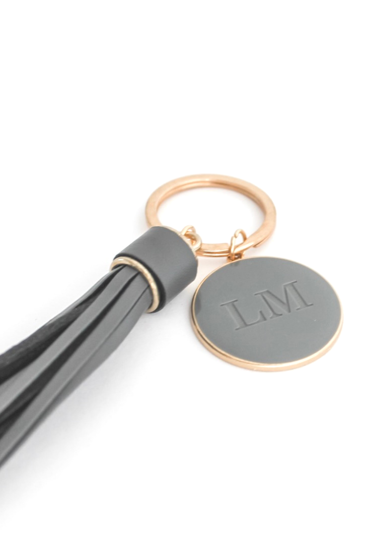 personalised leather tassel keyring keychain