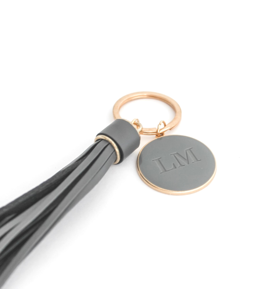personalised leather tassel keyring keychain
