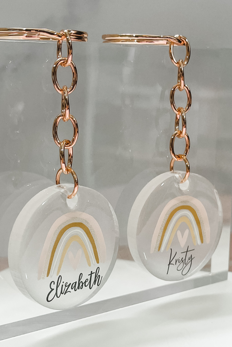 HOPE Personalised Keyring keychain gift print rose gold gold silver acrylic epoxy fashion