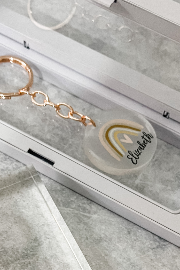 HOPE Personalised Keyring keychain gift print rose gold gold silver acrylic epoxy fashion