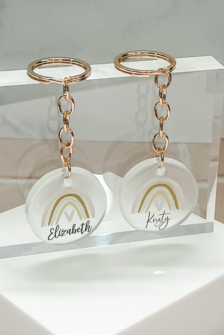 HOPE Personalised Keyring keychain gift print rose gold gold silver acrylic epoxy fashion